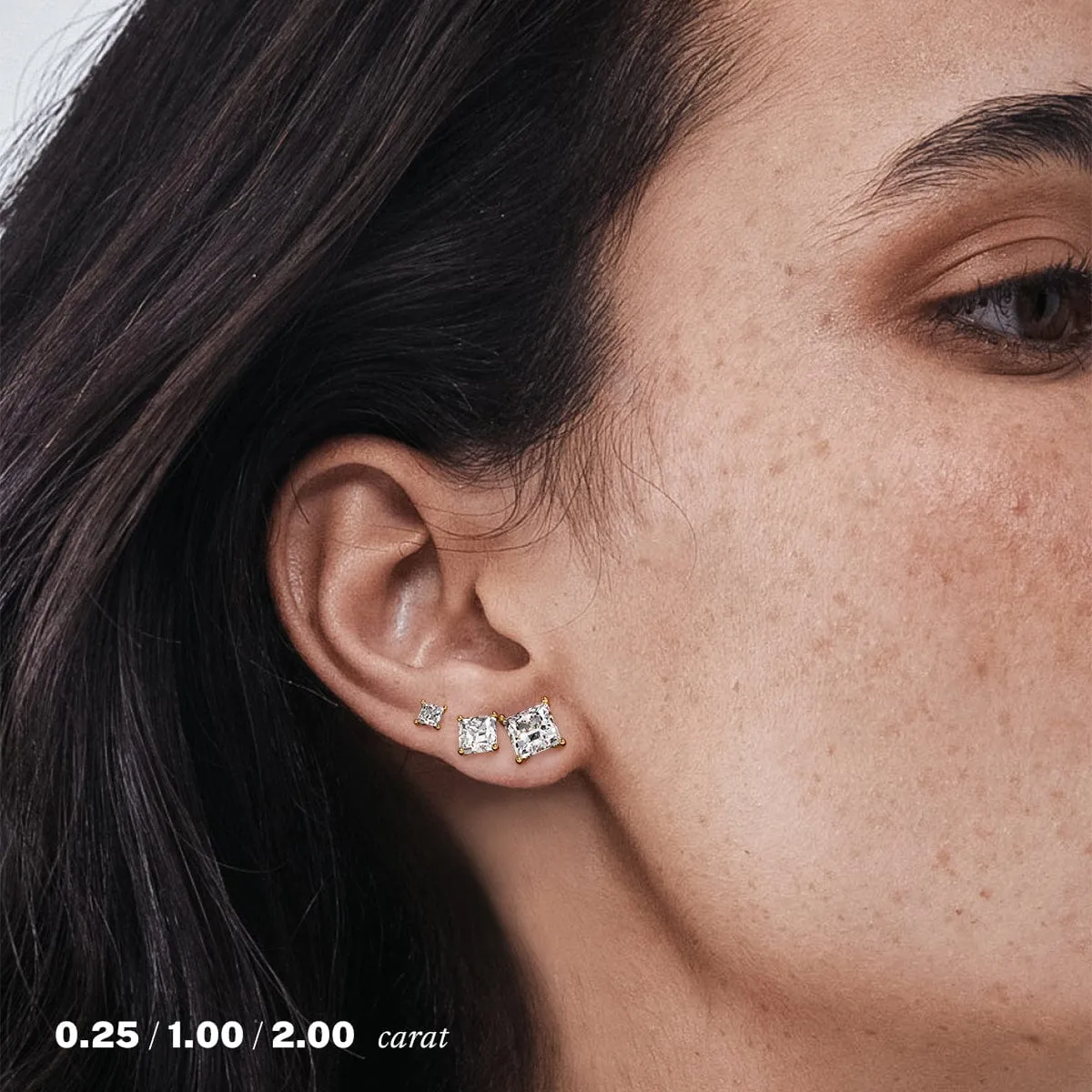 3 carat Princess Diamond Stud Earrings