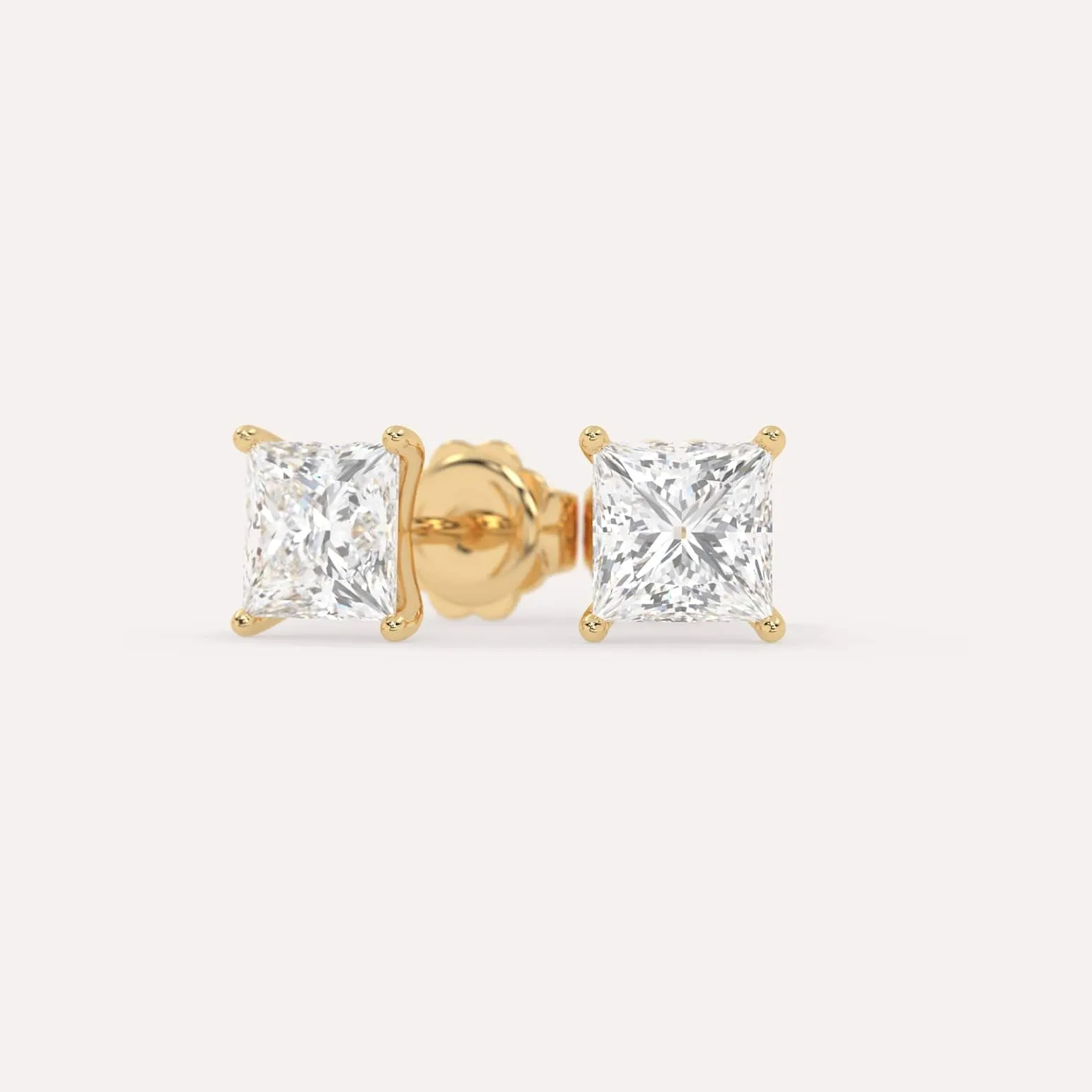 3 carat Princess Diamond Stud Earrings