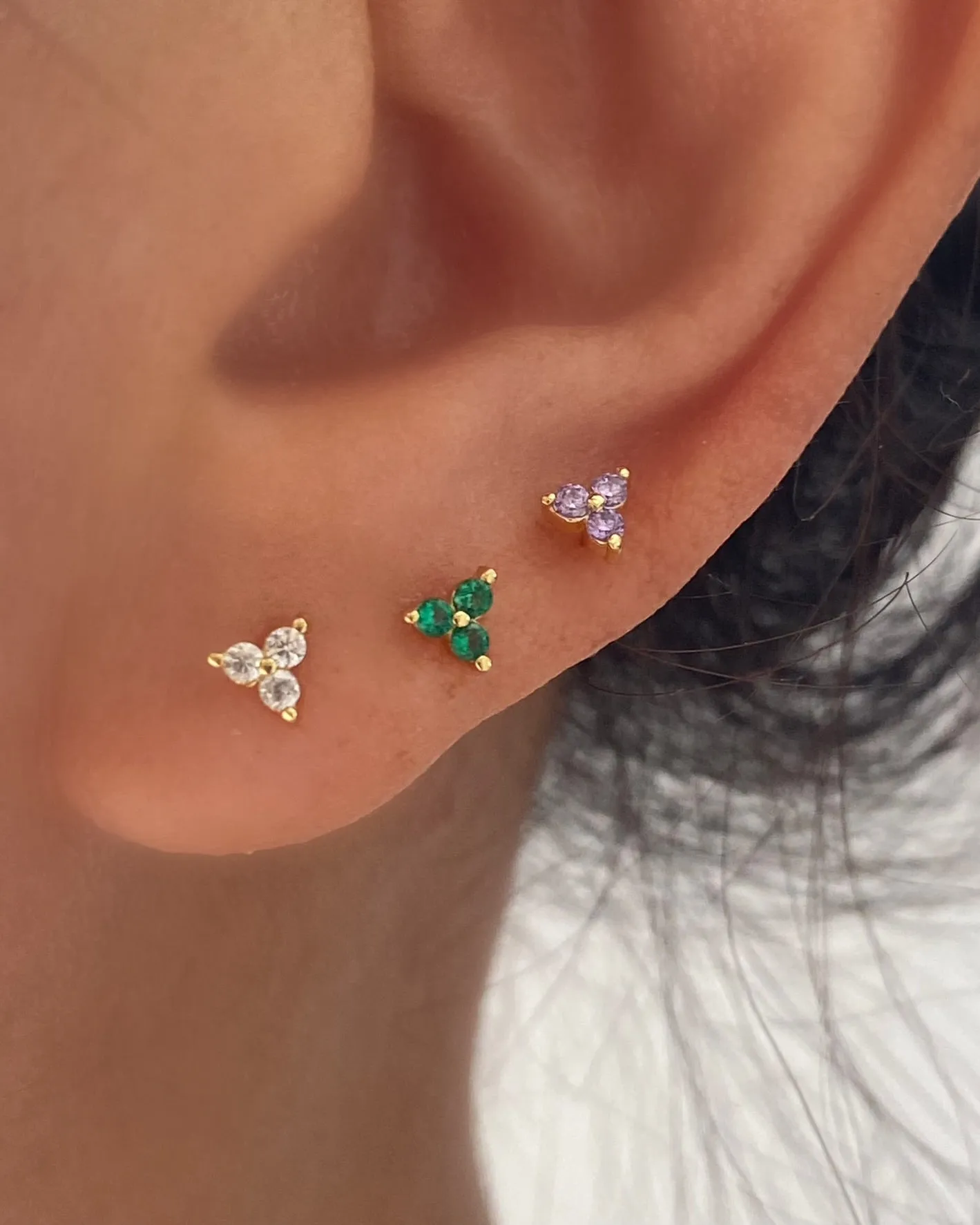 3 Clover Stud Earrings GOLD