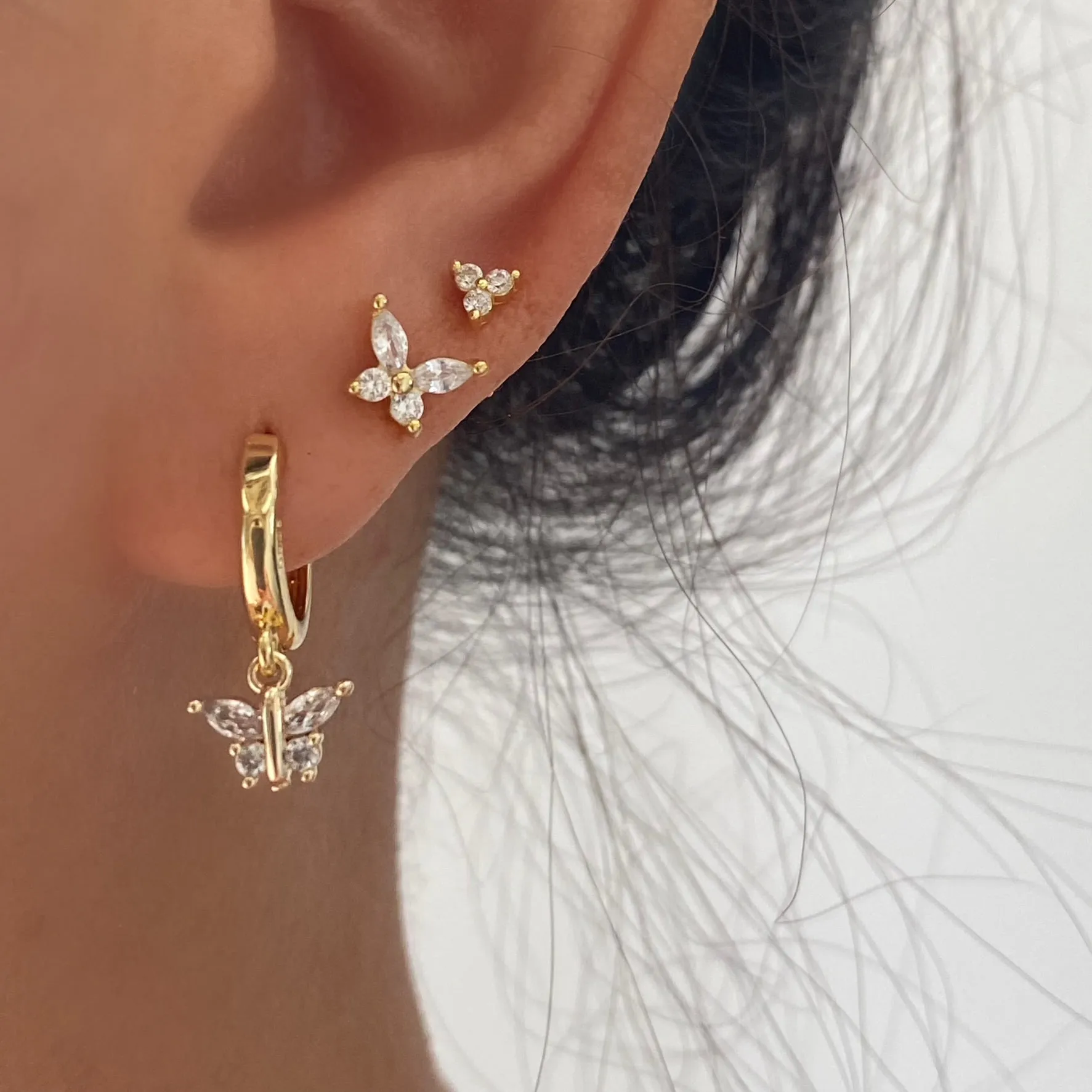 3 Clover Stud Earrings GOLD