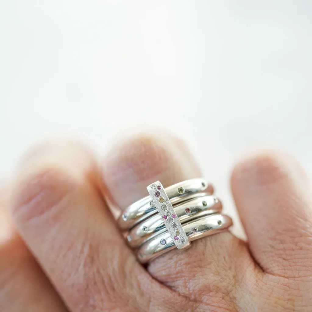 3 rings in one: multicolor sapphire rings in silver