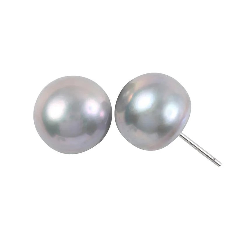 318-07 | 10MM GRAY FRESHWATER STUD EARRINGS