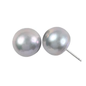 318-07 | 10MM GRAY FRESHWATER STUD EARRINGS