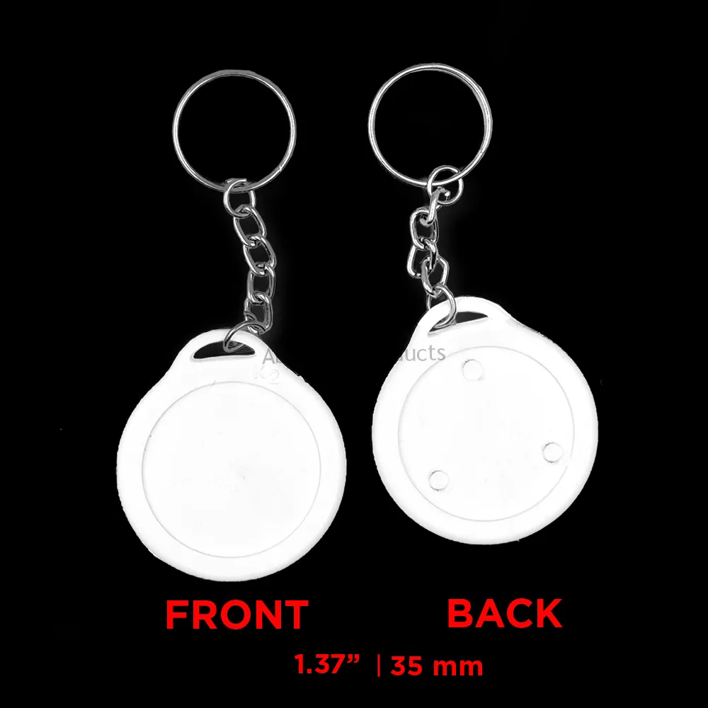35X35 mm ROUND KEYCHAIN - 2 SIDE STICKER TYPE - 100 PCS