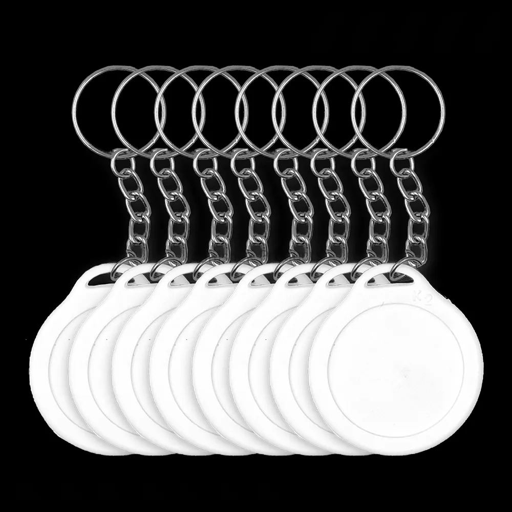 35X35 mm ROUND KEYCHAIN - 2 SIDE STICKER TYPE - 100 PCS