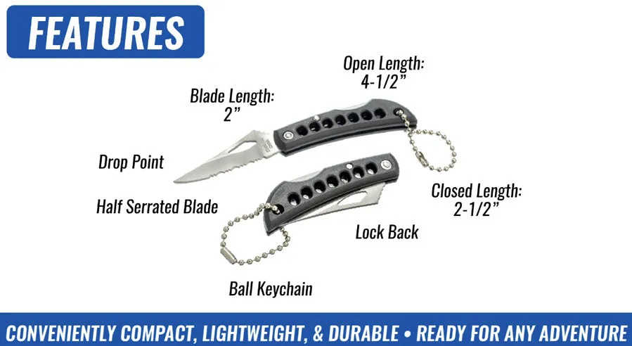 36-Piece Display of 4.1/2" Mini Lockback Pocket Knife With Ball Keychain (Black)