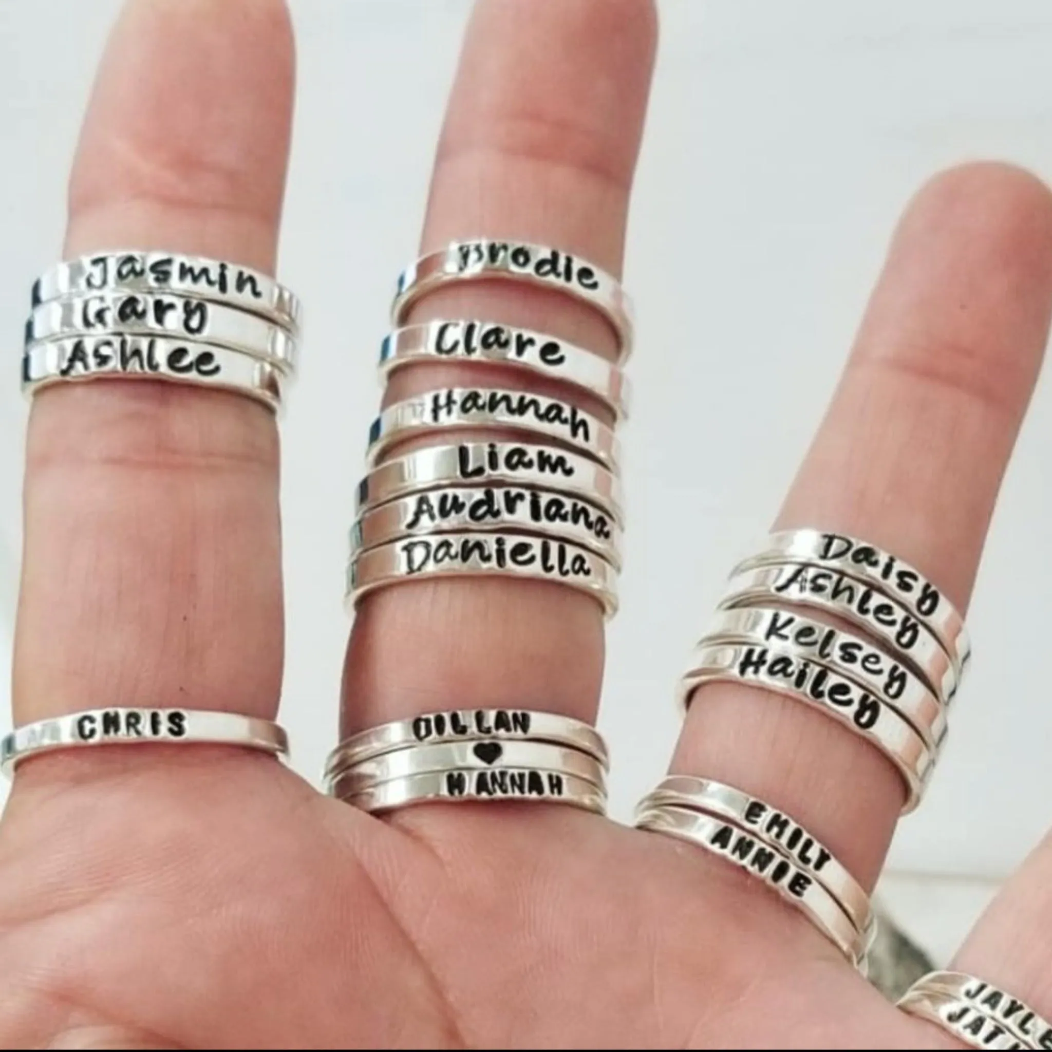 3mm Custom Stacking Name Ring - Sterling Silver