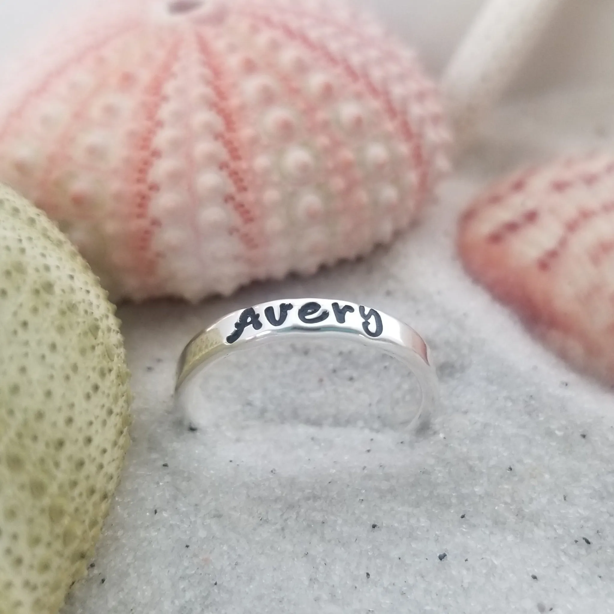 3mm Custom Stacking Name Ring - Sterling Silver