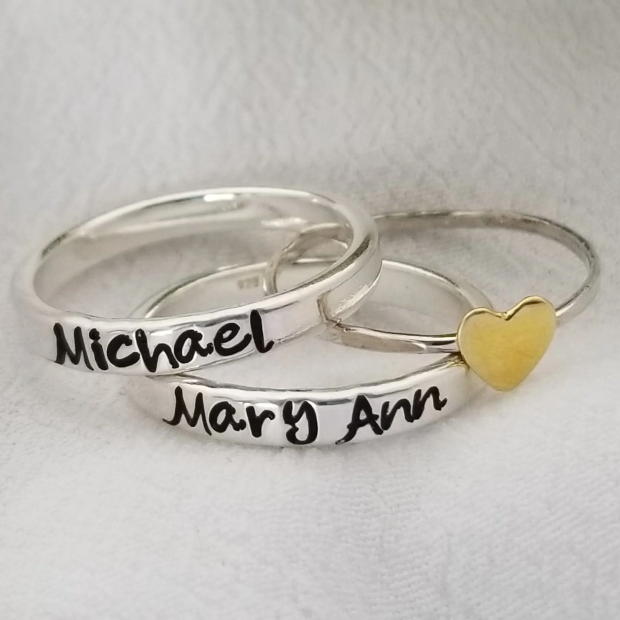 3mm Custom Stacking Name Ring - Sterling Silver