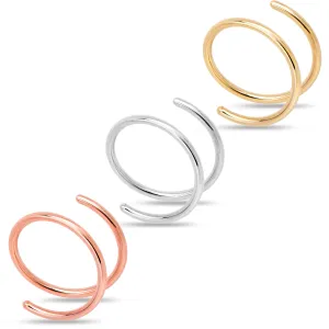 3Pack Double Hoop Nose 14k Gold Filled and 925 Silver Spiral Nose Rings 20 Gauge 8mm Left