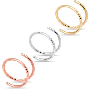 3Pack Double Hoop Nose 14k Gold Filled and 925 Silver Spiral Nose Rings 20 Gauge 8mm Right