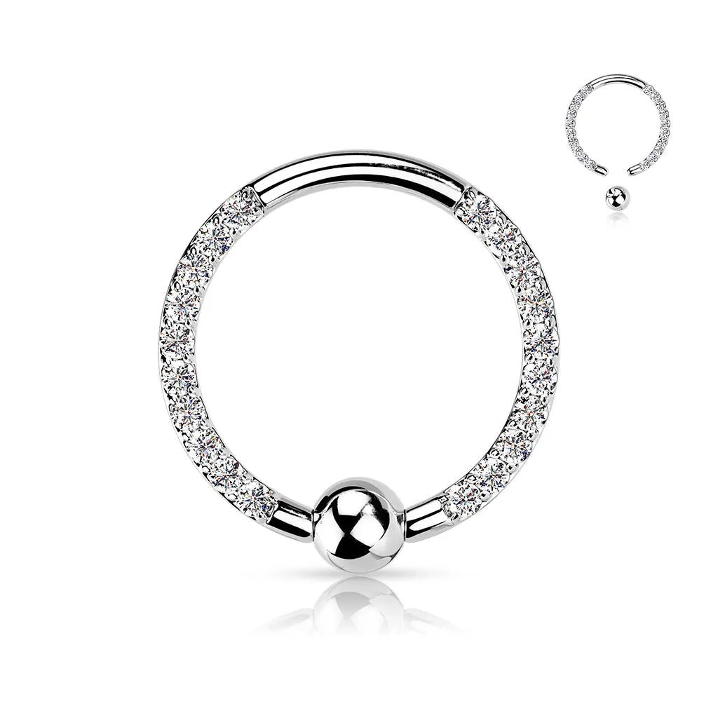 4 Pc Implant Titanium Pave CZ Each Side Captive Bead Rings