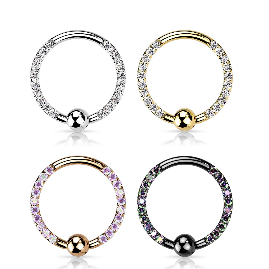 4 Pc Implant Titanium Pave CZ Each Side Captive Bead Rings