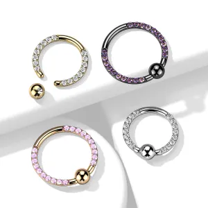 4 Pc Implant Titanium Pave CZ Each Side Captive Bead Rings