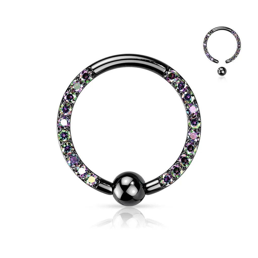 4 Pc Implant Titanium Pave CZ Each Side Captive Bead Rings