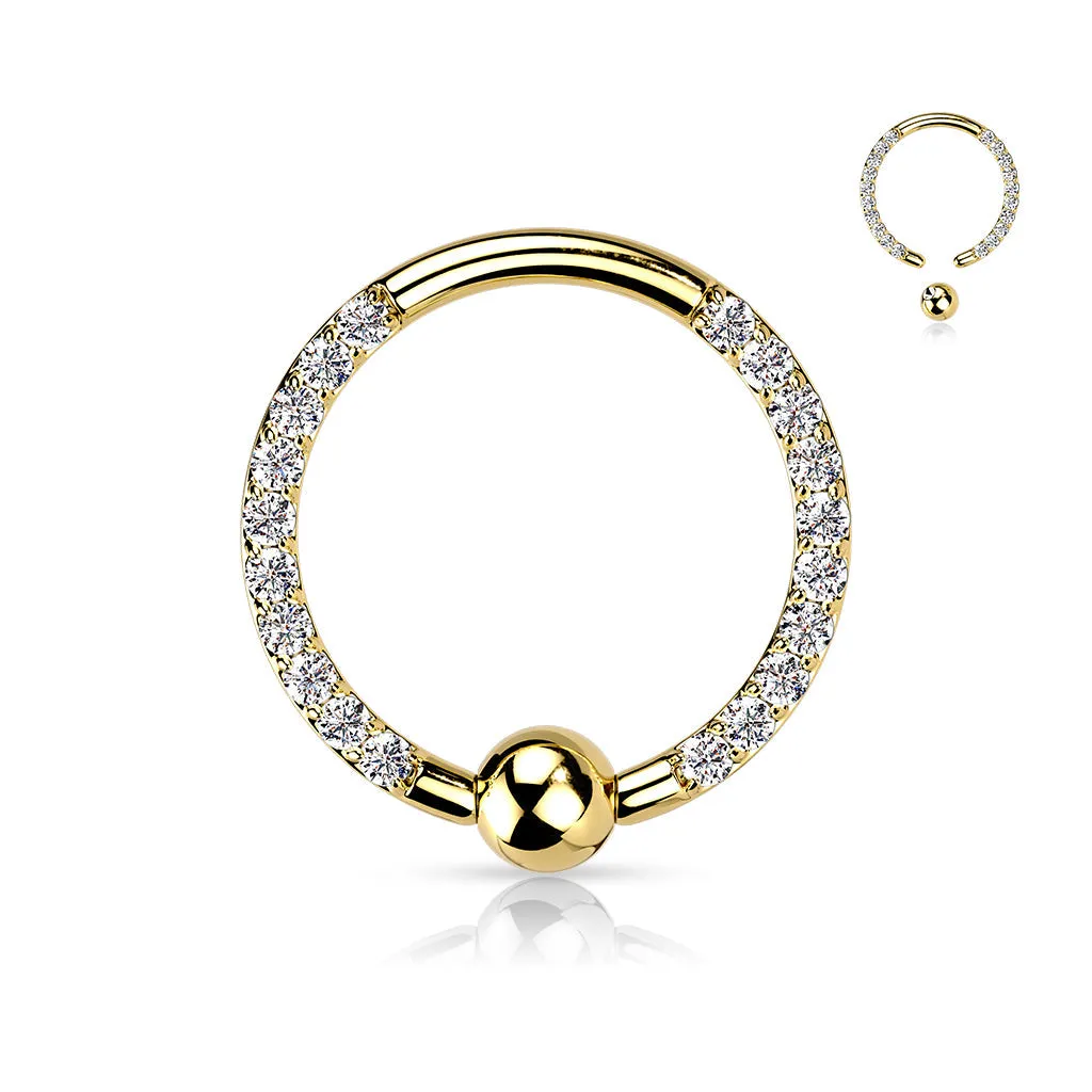 4 Pc Implant Titanium Pave CZ Each Side Captive Bead Rings