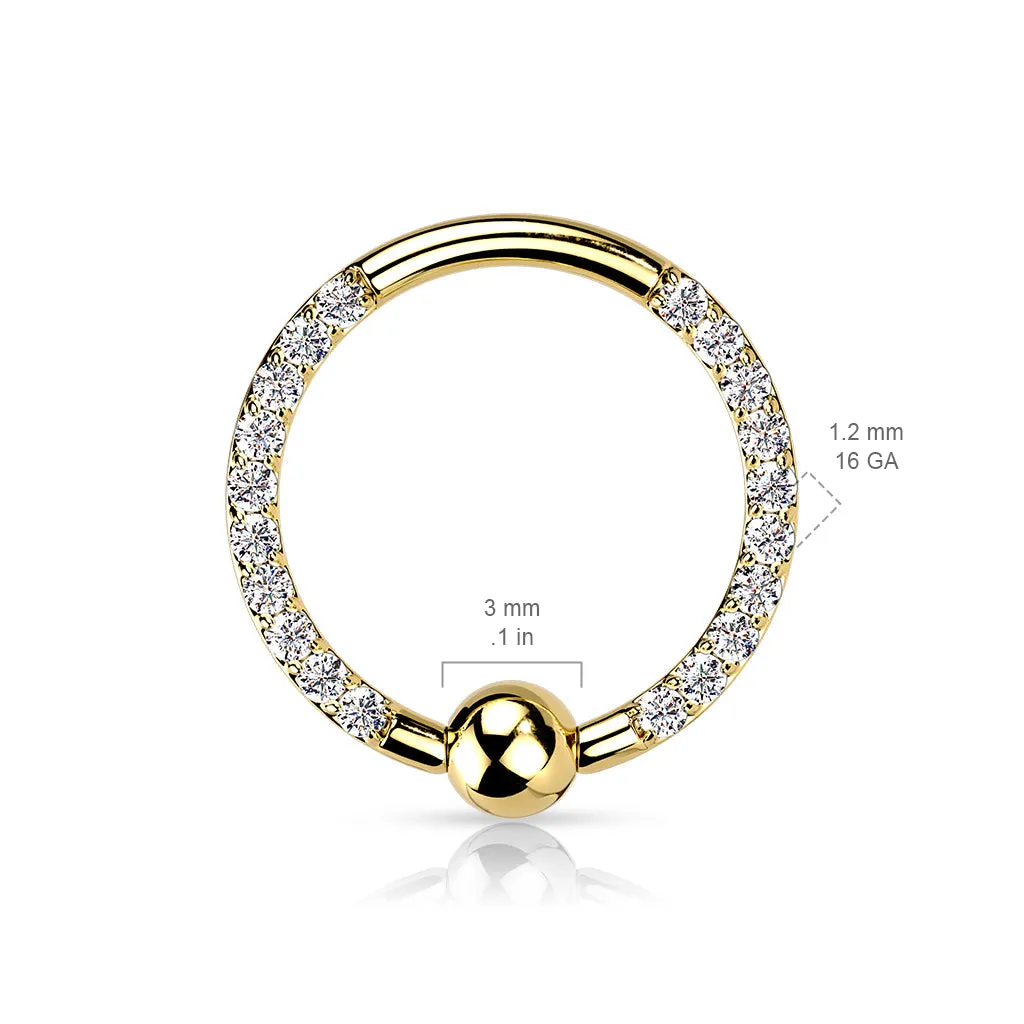 4 Pc Implant Titanium Pave CZ Each Side Captive Bead Rings
