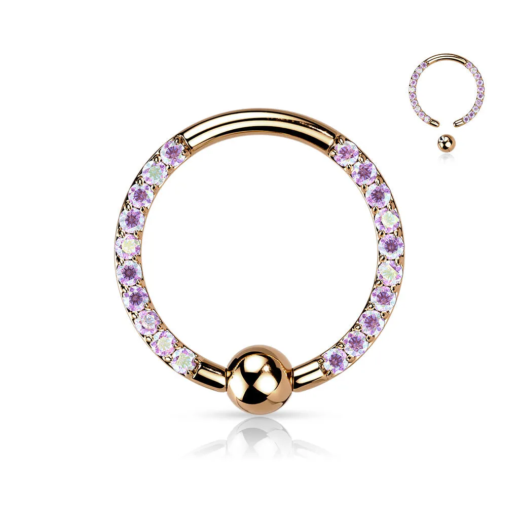 4 Pc Implant Titanium Pave CZ Each Side Captive Bead Rings
