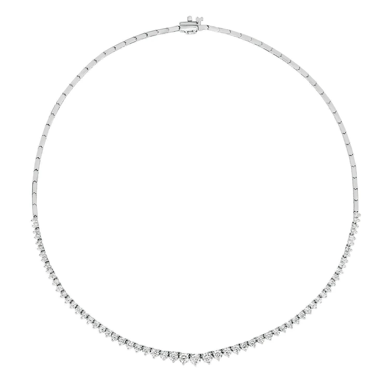 4.00 Carat Natural Diamond 3 Prong Graduated Necklace G SI 14K White Gold 16''
