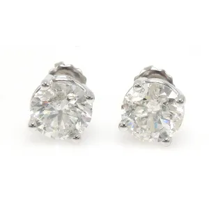 4.02ct Total Weight Diamond Stud Earrings in 14K White Gold Basket Setting