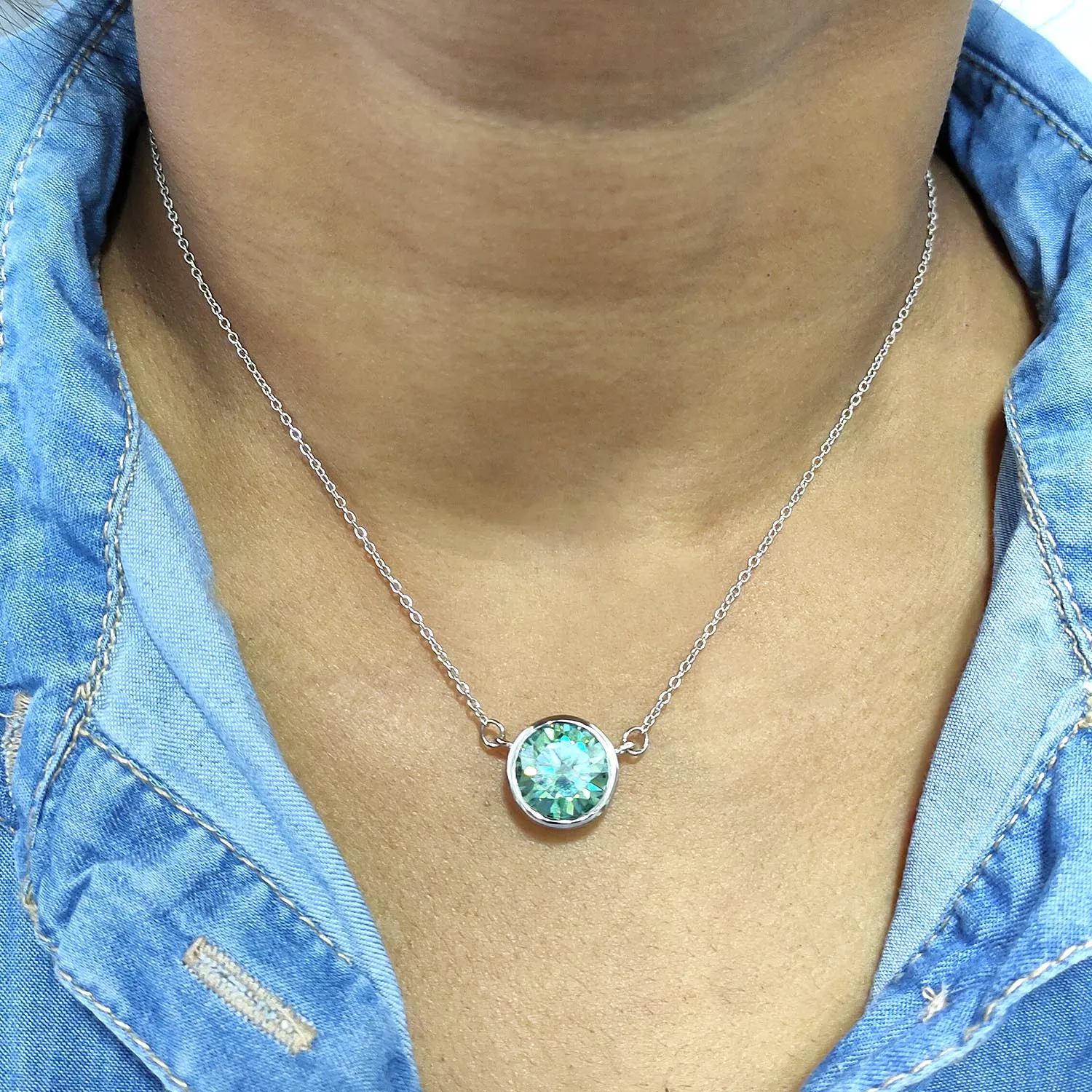 4.35 Ct, Certified Blue Diamond Beautiful Pendant With White Gold Finish, Great Shine & Luster ! WATCH VIDEO