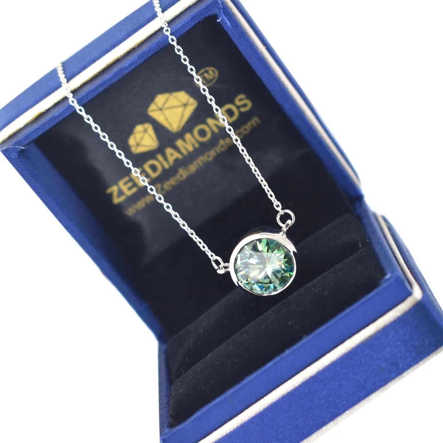 4.35 Ct, Certified Blue Diamond Beautiful Pendant With White Gold Finish, Great Shine & Luster ! WATCH VIDEO