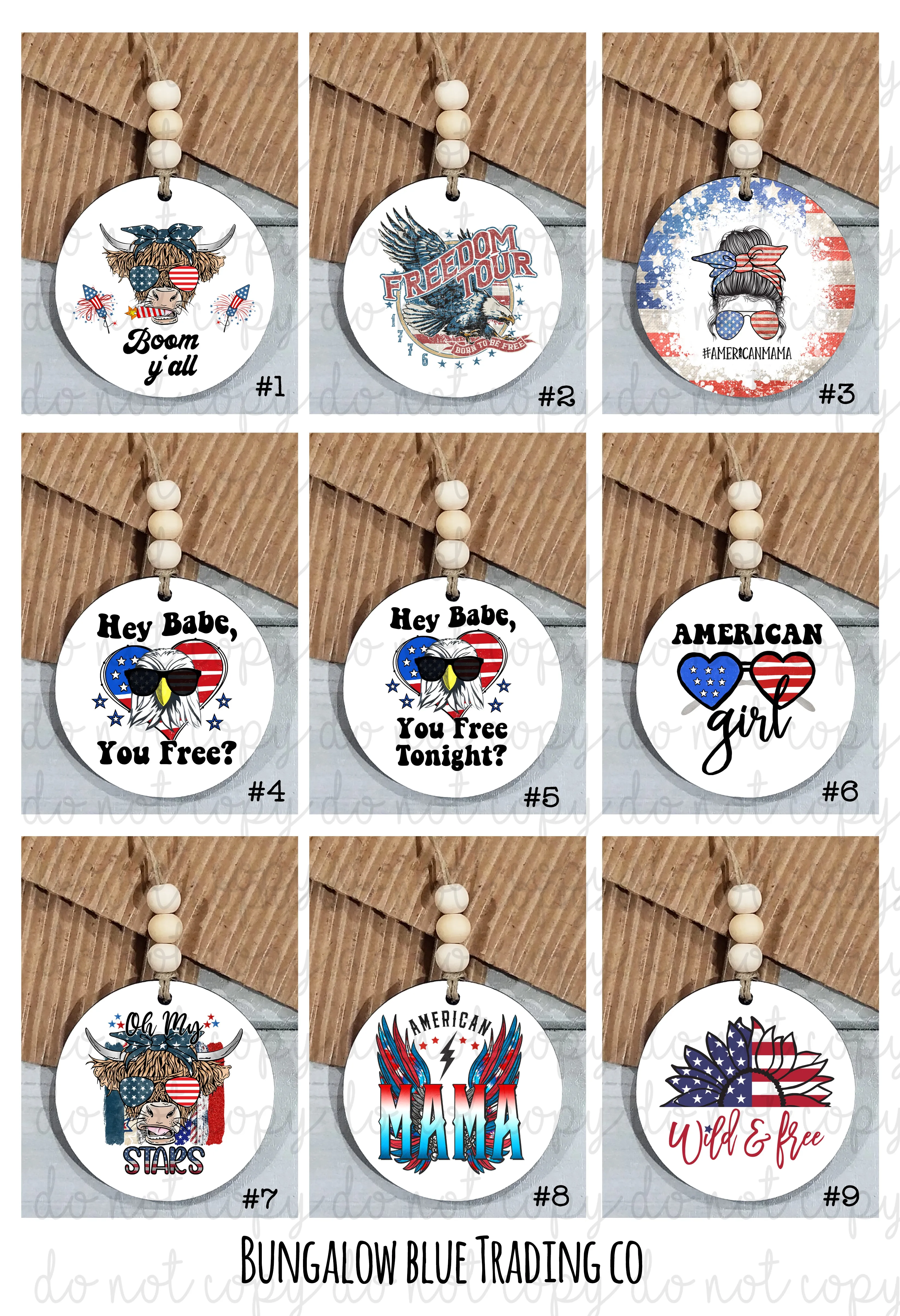 4th of July Car Charms & Keychains