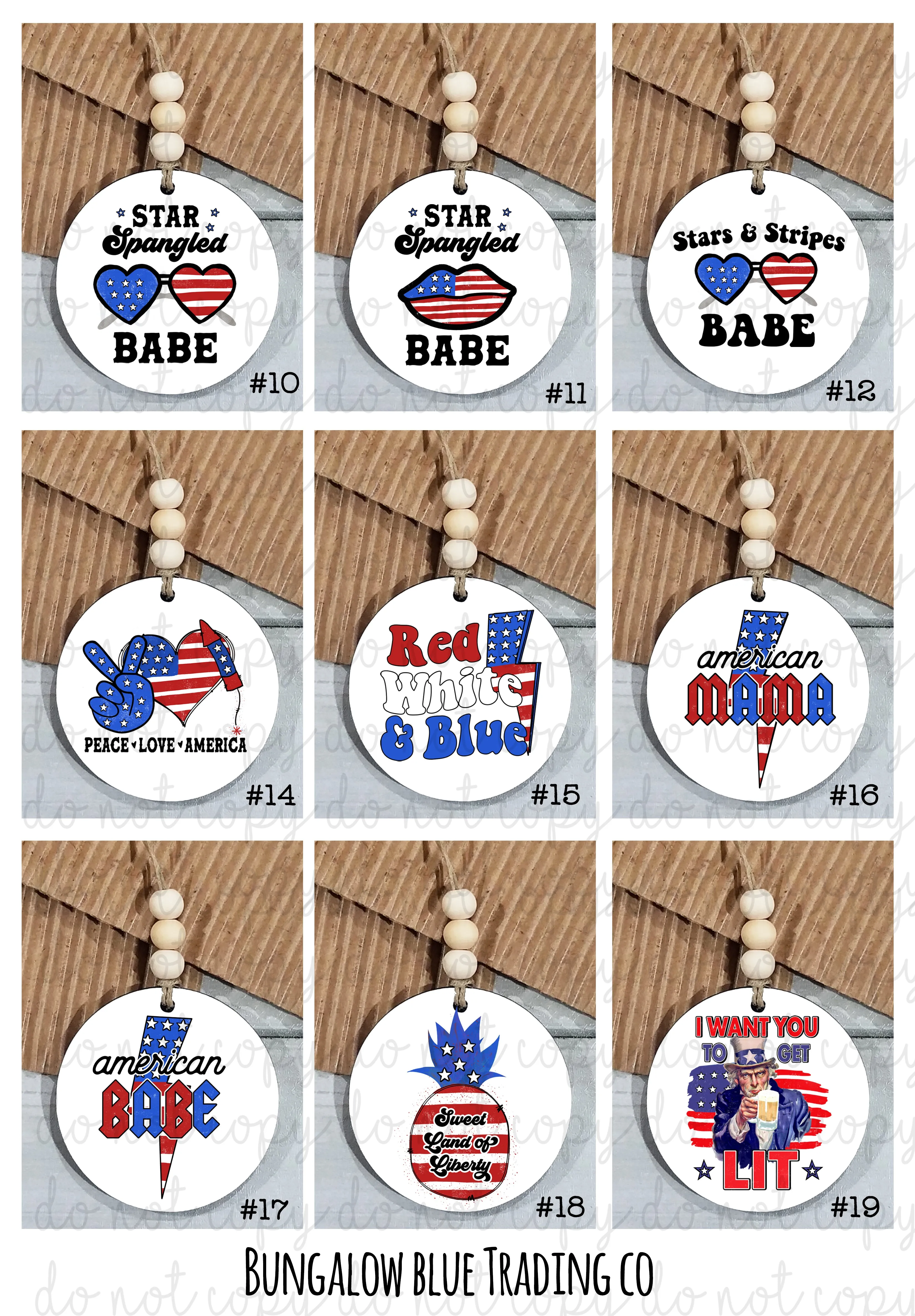 4th of July Car Charms & Keychains