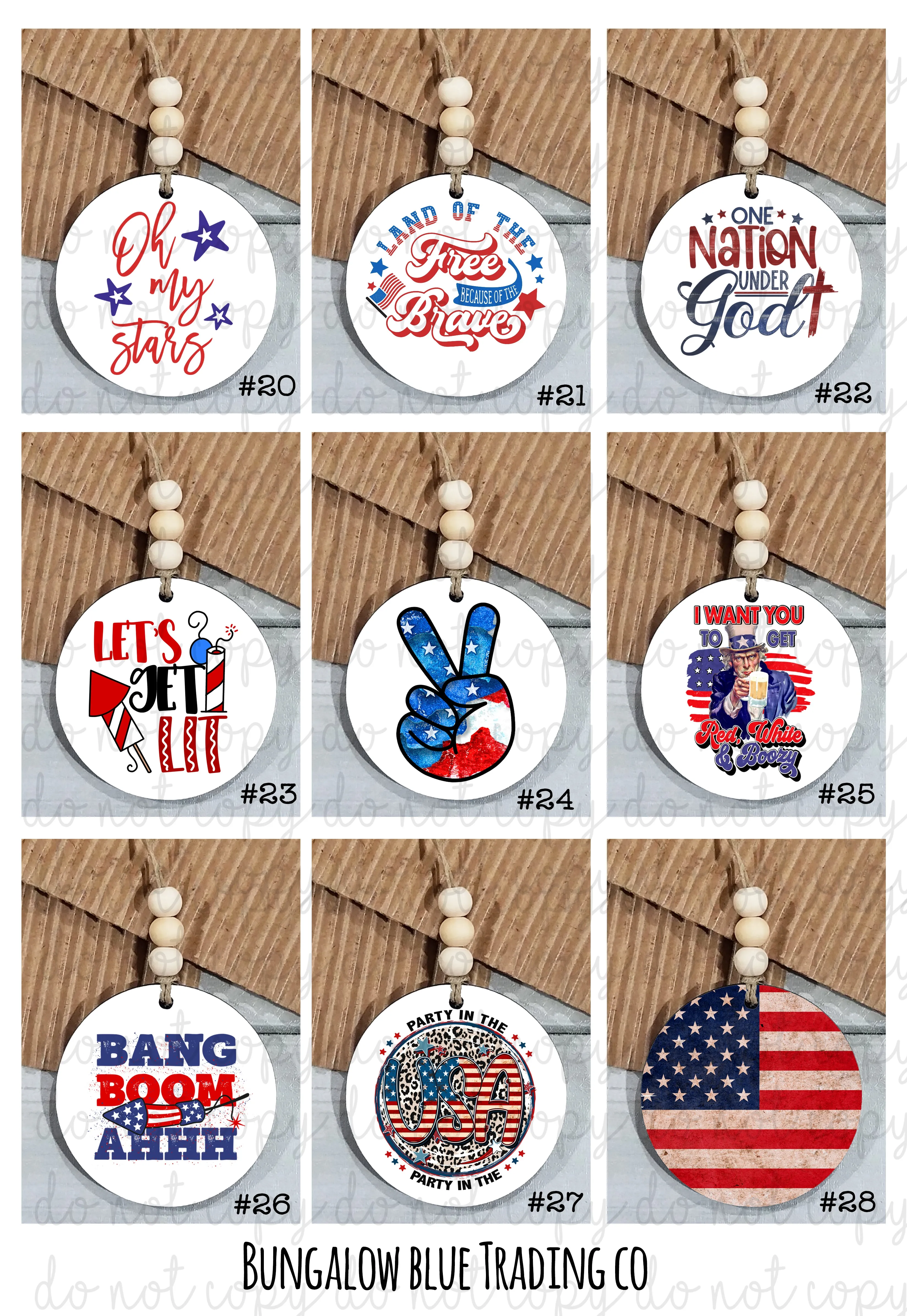 4th of July Car Charms & Keychains