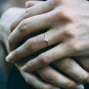 .50 CT PRINCESS  DIAMOND ENGAGEMENT RING, STELLO SETTING, 18K ROSE GOLD