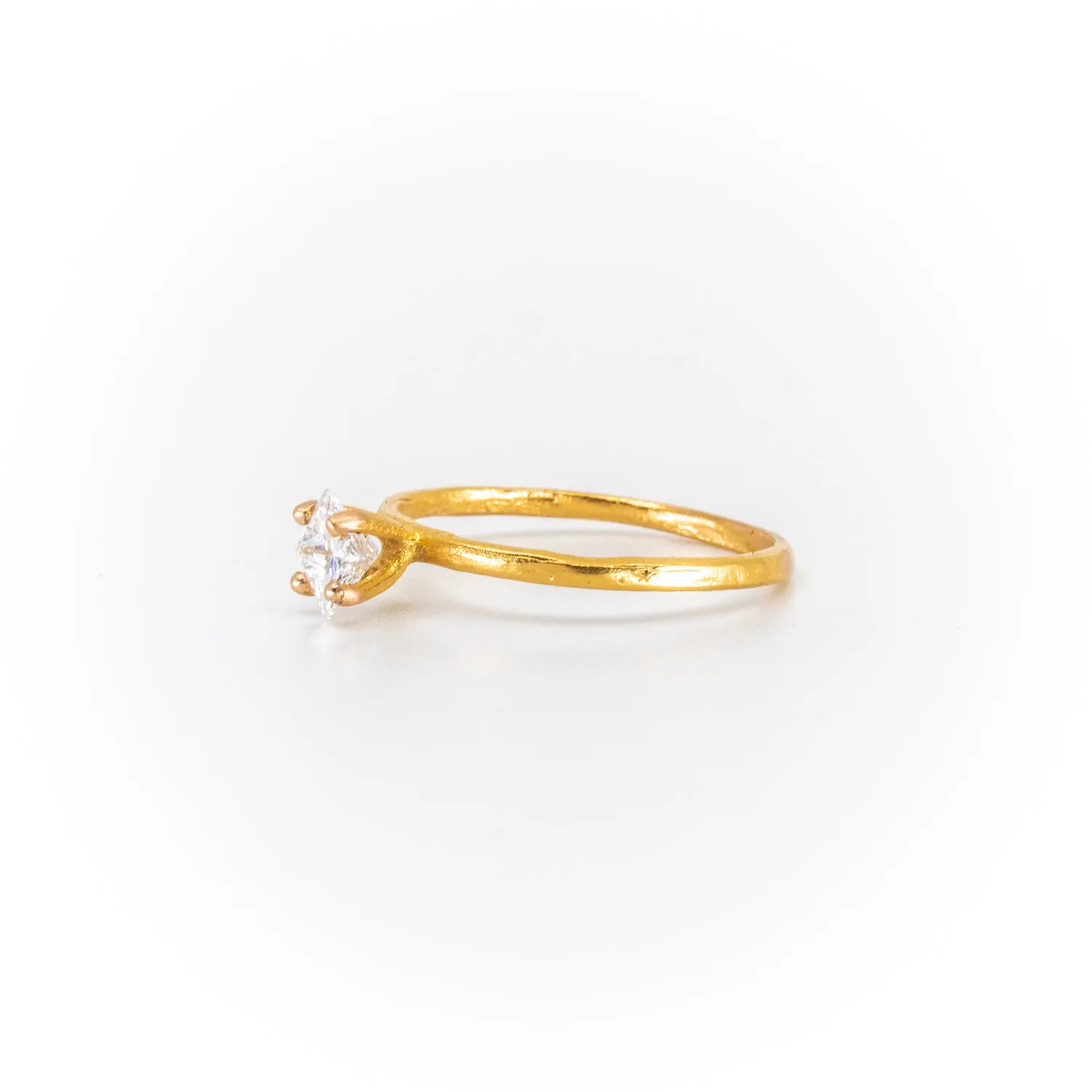.50 CT PRINCESS  DIAMOND ENGAGEMENT RING, STELLO SETTING, 18K ROSE GOLD