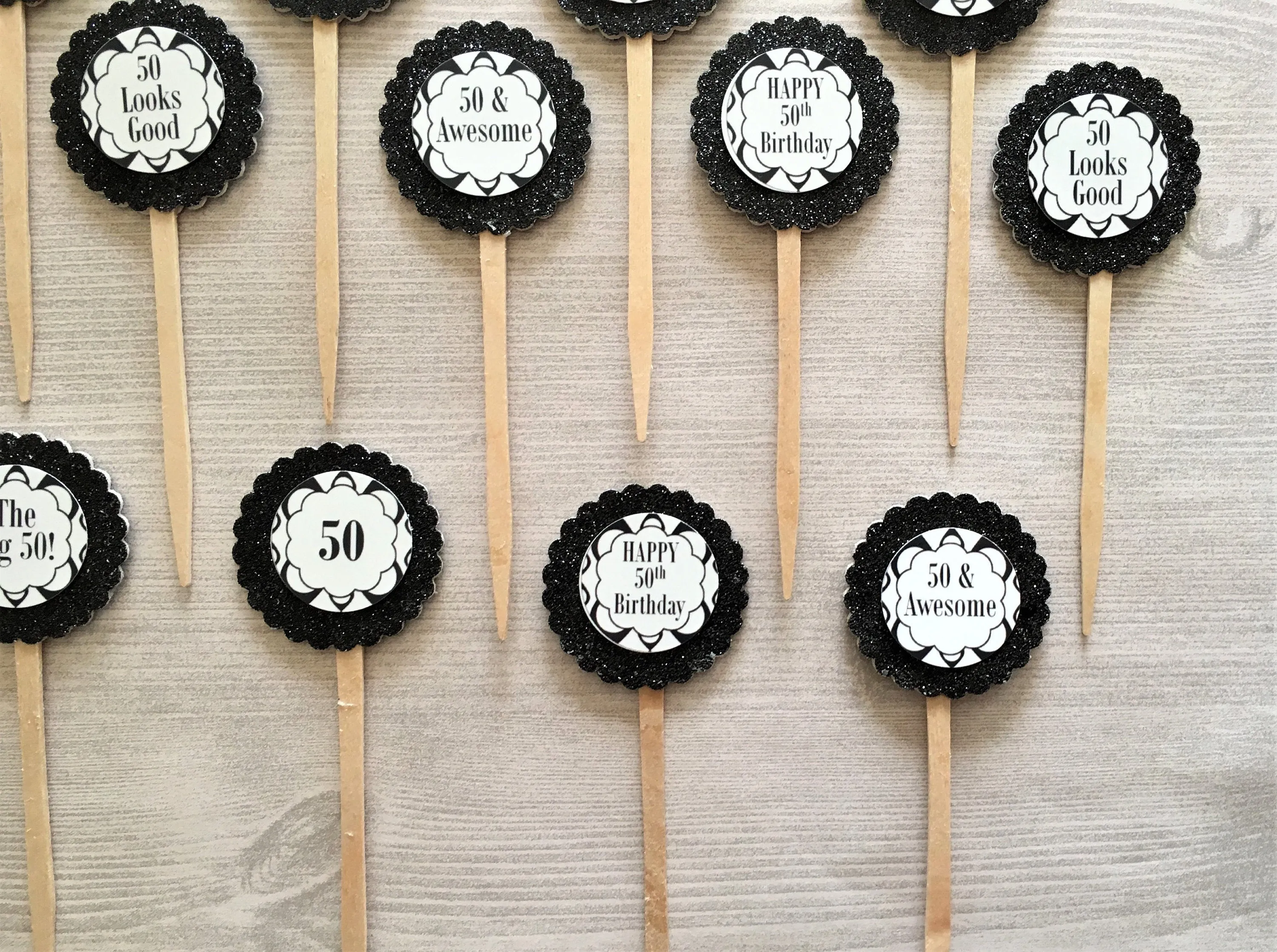 50th Birthday Cupcake Toppers, Set of 12