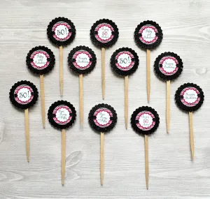 50th Birthday Cupcake Toppers - Womans, Set of 12