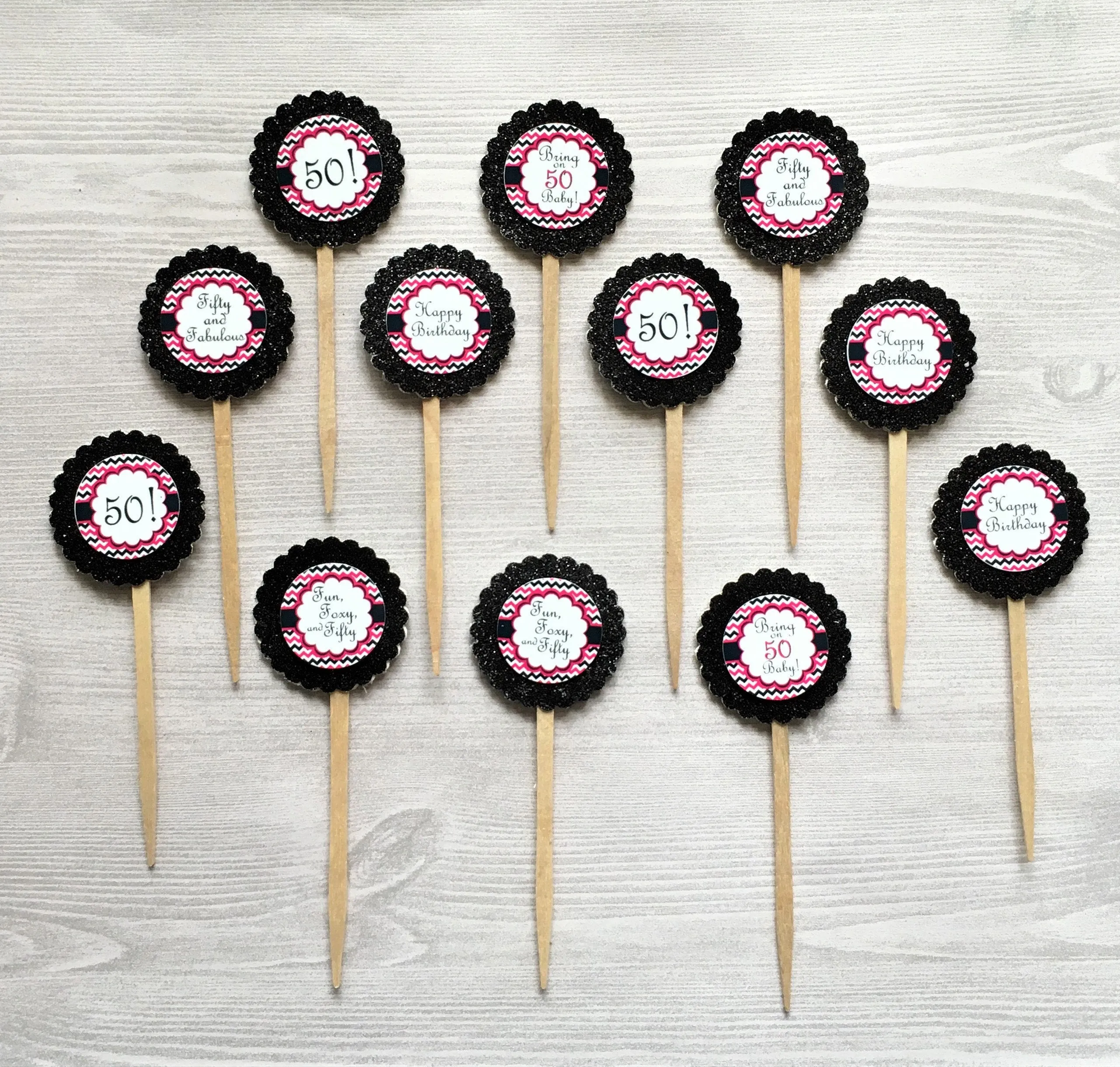 50th Birthday Cupcake Toppers - Womans, Set of 12