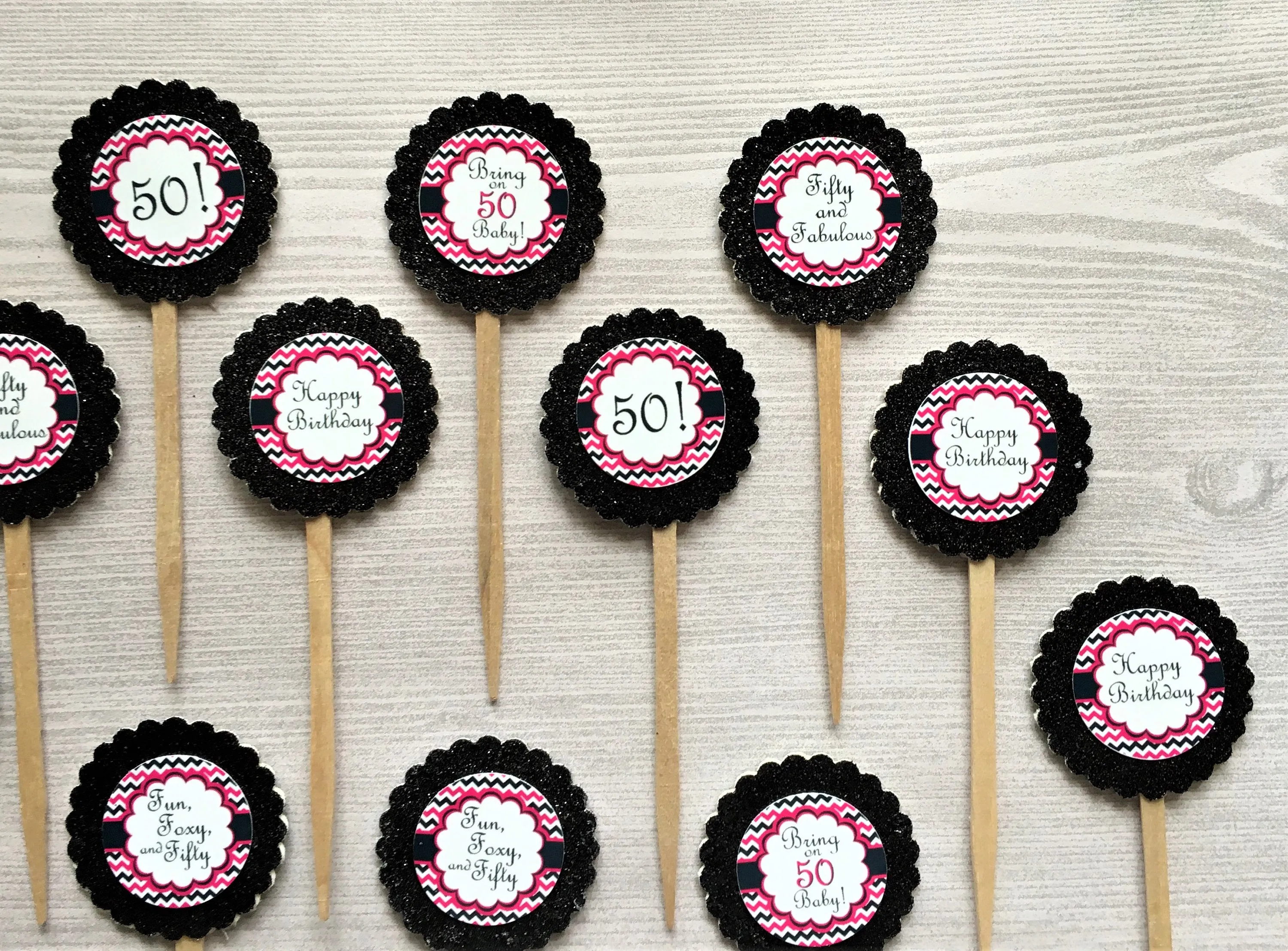 50th Birthday Cupcake Toppers - Womans, Set of 12