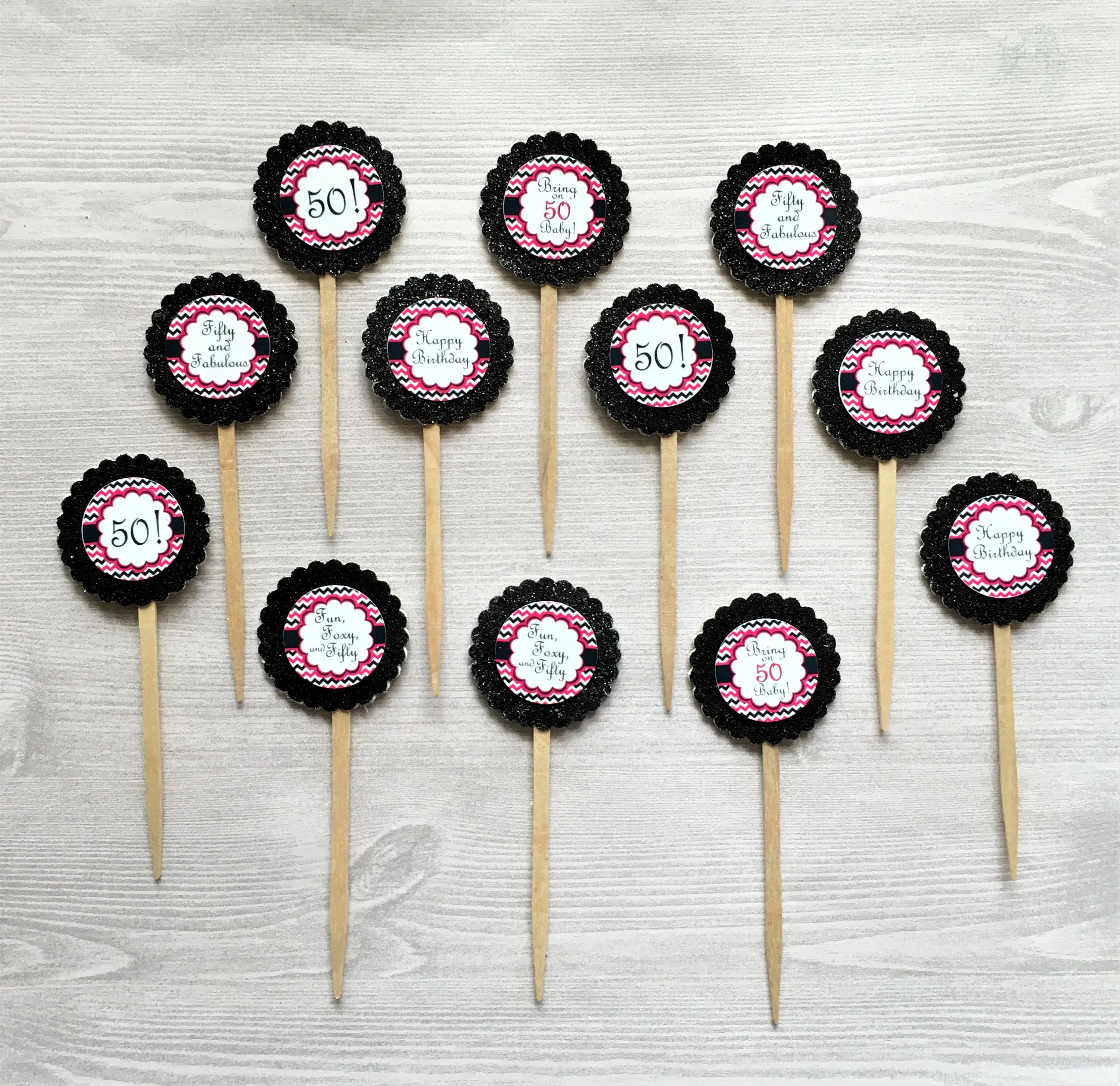 50th Birthday Cupcake Toppers - Womans, Set of 12