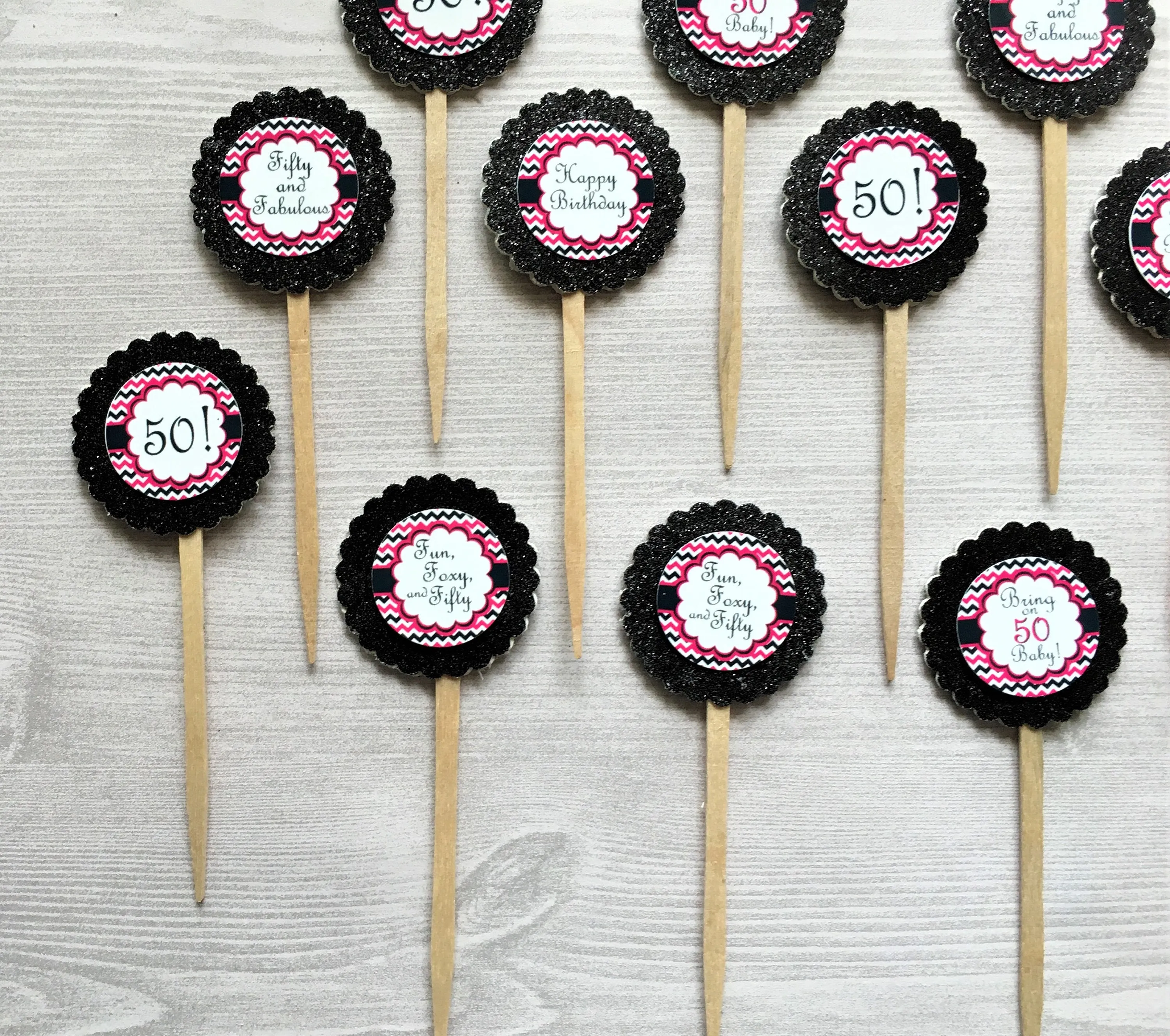 50th Birthday Cupcake Toppers - Womans, Set of 12