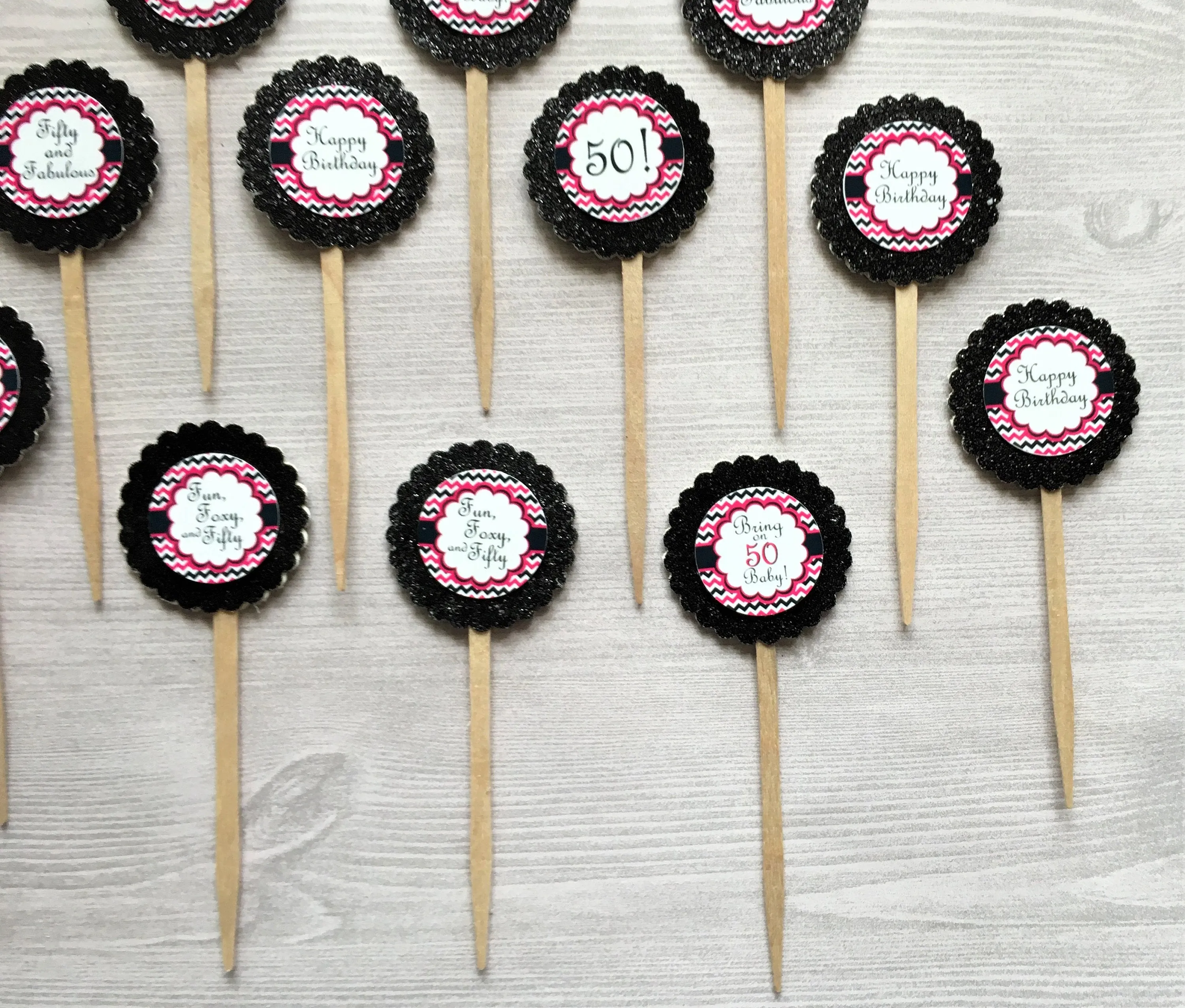 50th Birthday Cupcake Toppers - Womans, Set of 12