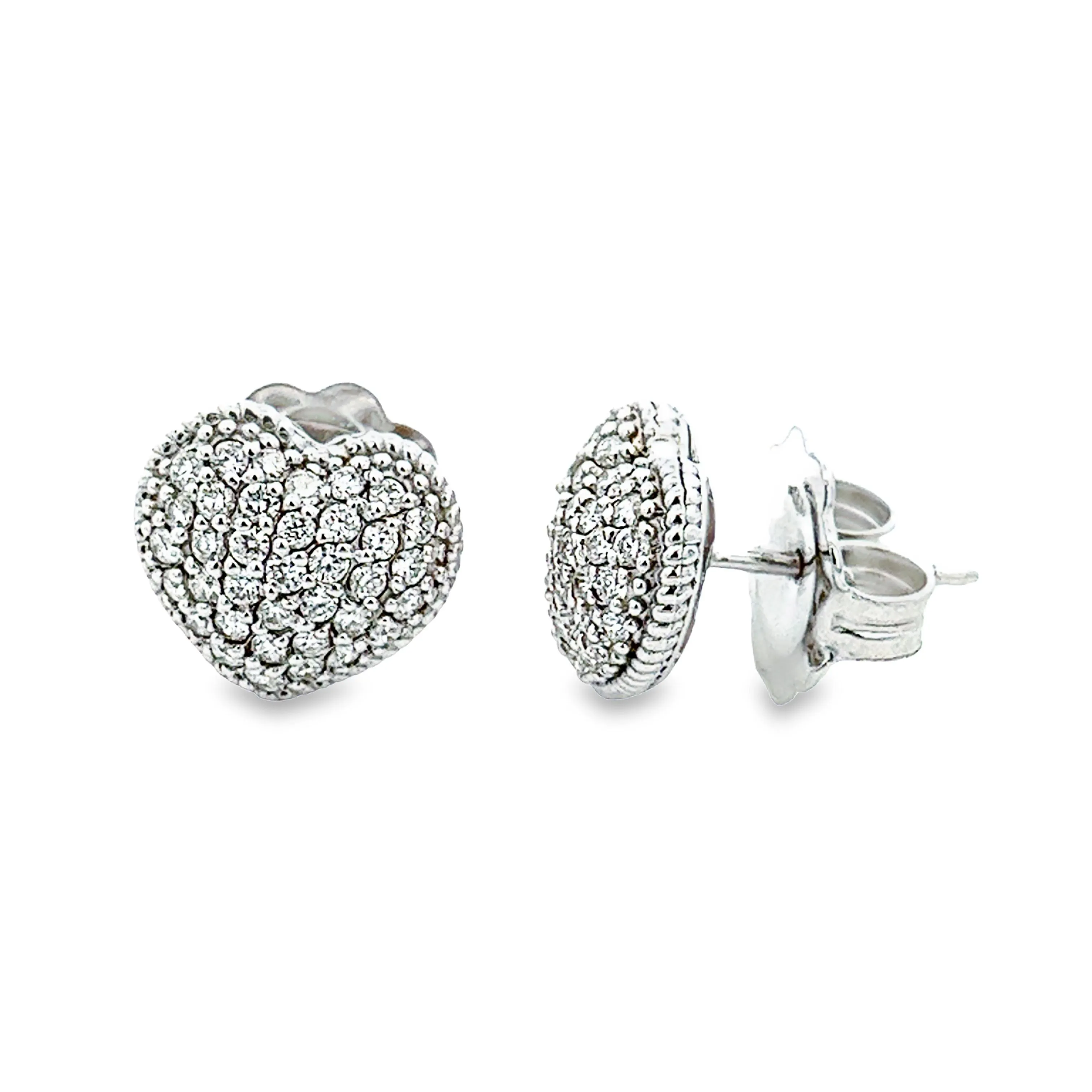 .72ct 18k White Gold Diamond Heart Stud Earrings