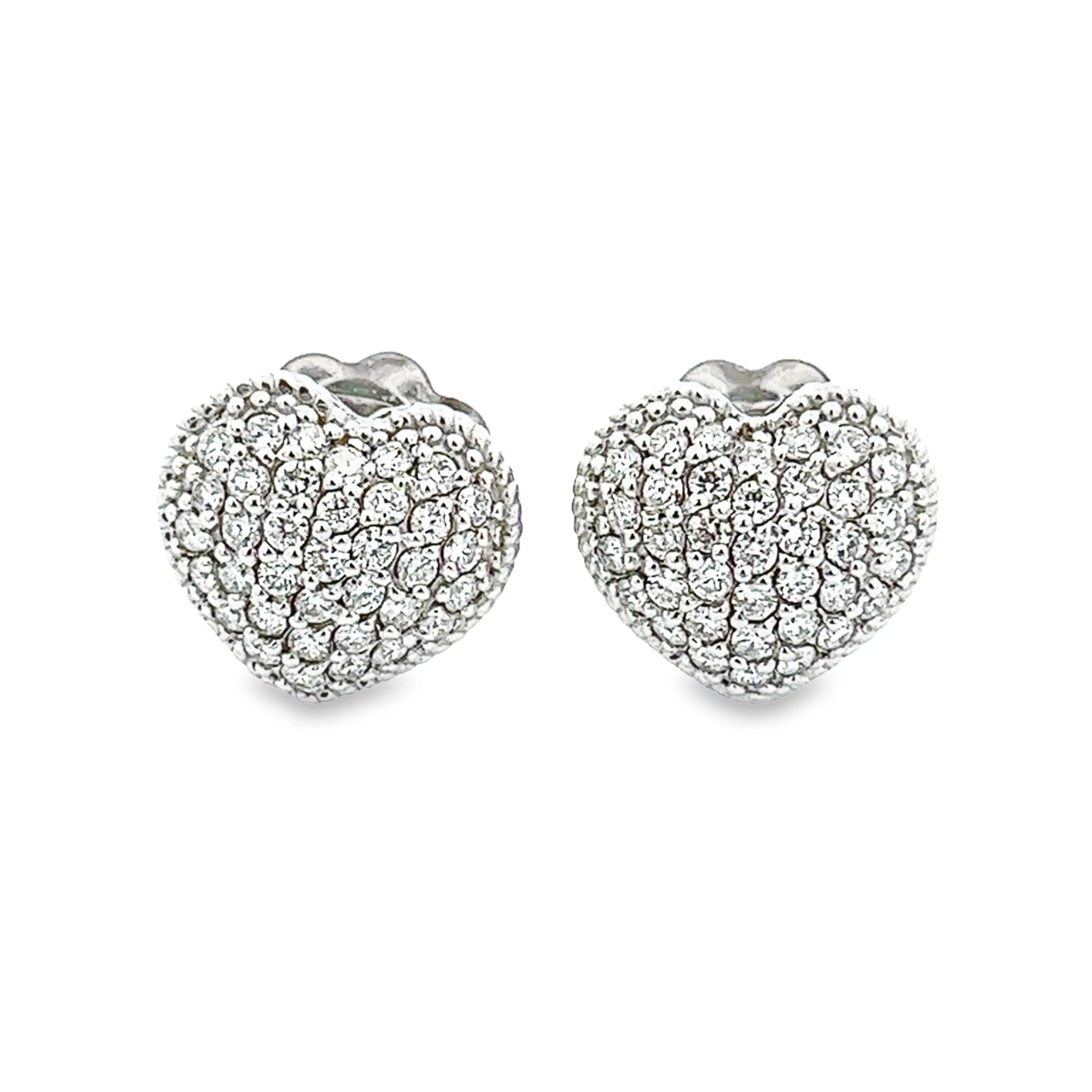 .72ct 18k White Gold Diamond Heart Stud Earrings