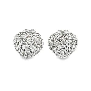 .72ct 18k White Gold Diamond Heart Stud Earrings