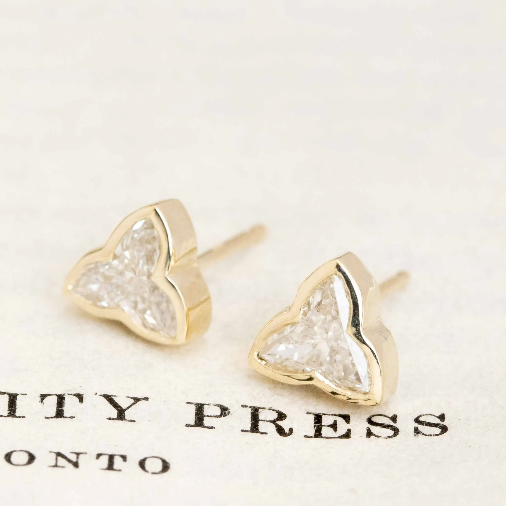 .75ctw Diamond Trefoil Stud Earrings