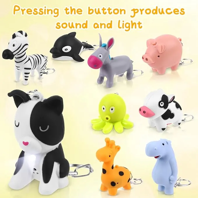 9 PCS Nurse Flashlight Pediatric Nurse Flashlight Keychain Animal Flashlight Giraffe Cow Pig Hippo Octopus Spotted Puppy Horse Whale Little donkey Keychain Pen Light for Nurse Badge Reel