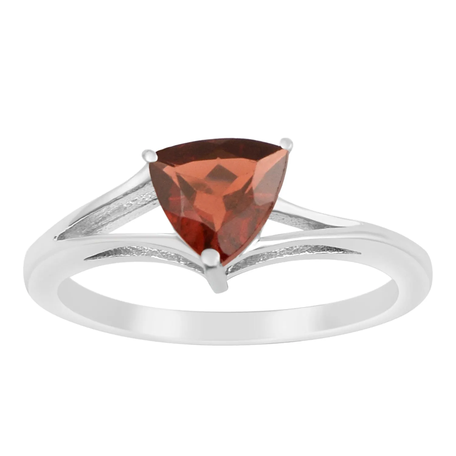 925 Sterling Silver Trillion Cut 7MM Natural Garnet Gemstone Rings