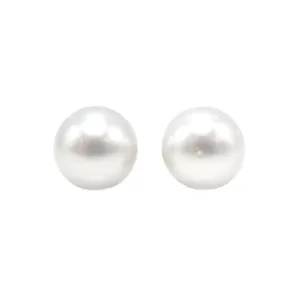 9.5mm Gray South Sea Pearl Stud Earrings in 14K Yellow Gold