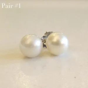 9.5mm South Sea Pearl Stud Earrings in 14K White Gold