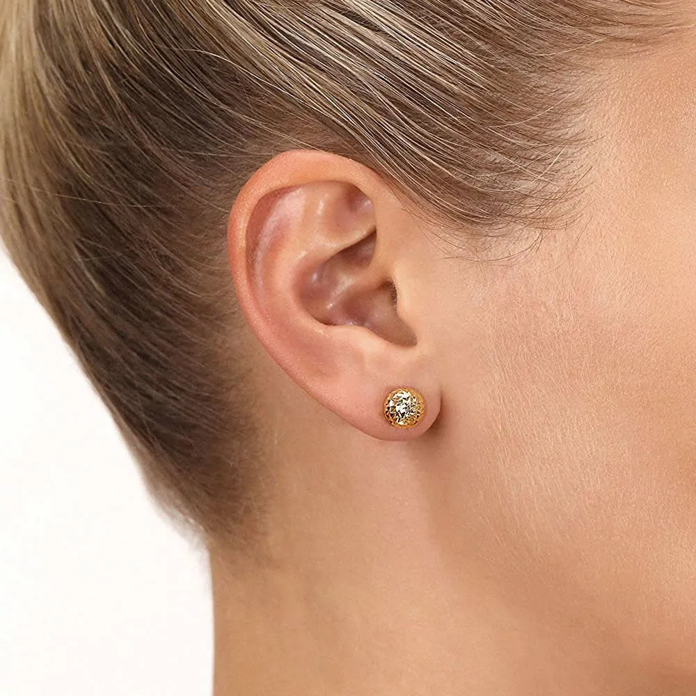 9ct Gold Diamond Cut Ball Stud Earrings 8mm