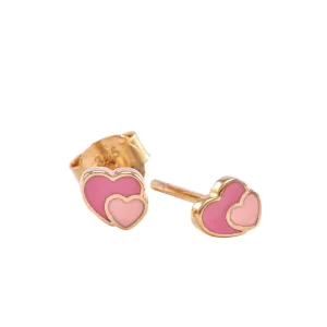 9ct Gold Double Heart Stud Earrings