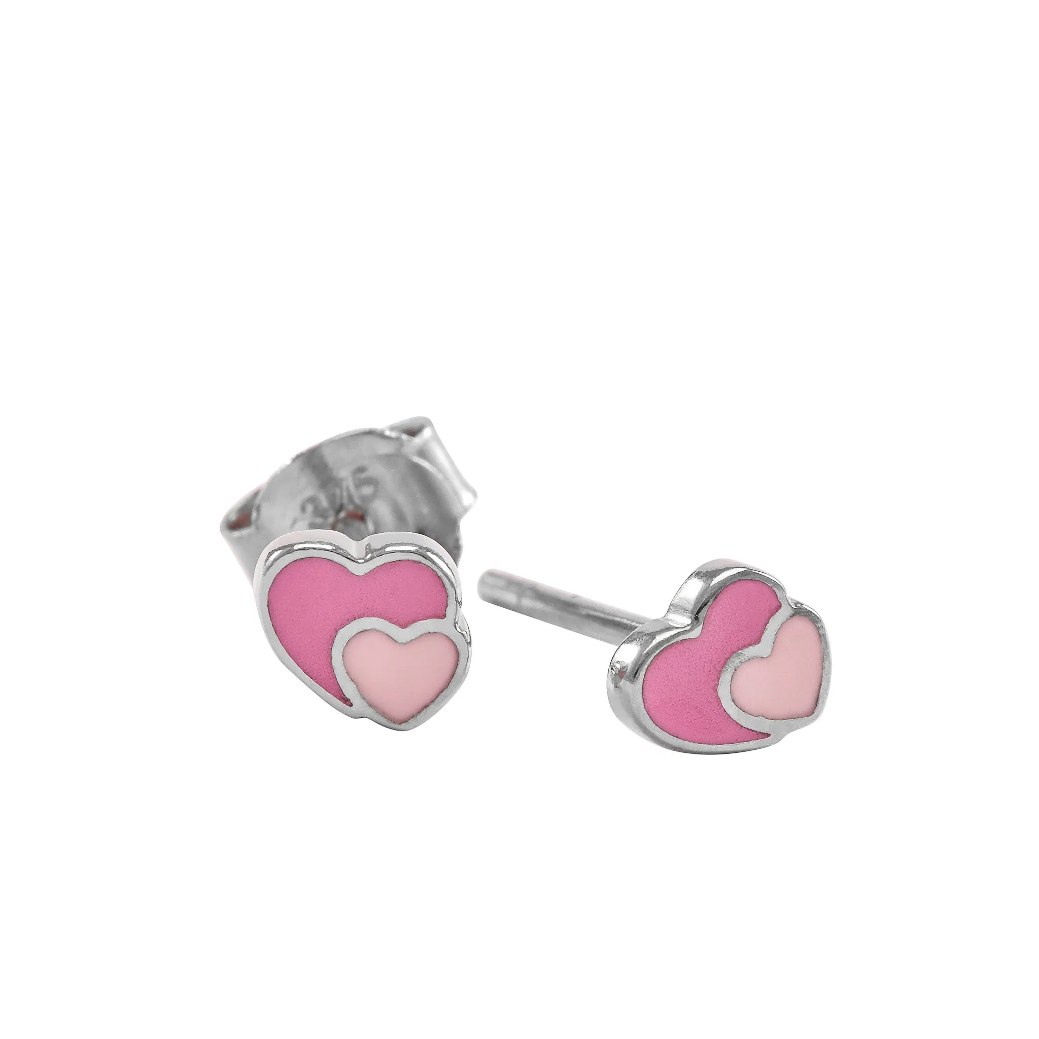 9ct Gold Double Heart Stud Earrings