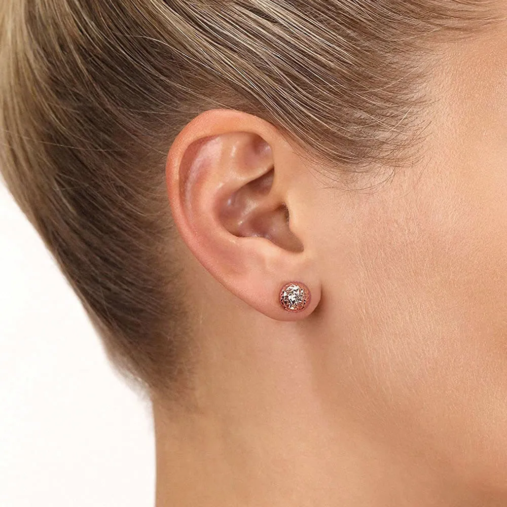 9ct Rose Gold Diamond Cut Ball Stud Earrings 8mm